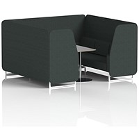 Brixworth 6 Seater Booth with Table, White Legs, Grey/Silver Table, Rivet Fabric, Charcoal Panels And Sofa
