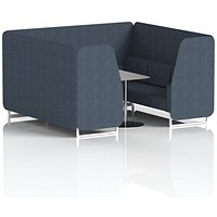 Brixworth 6 Seater Booth with Table, White Legs, Grey/Silver Table, Rivet Fabric, Crucible Panels And Sofa