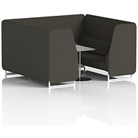 Brixworth 6 Seater Booth with Table, White Legs, Grey/Silver Table, Main Line Flax Fabric, Temple Panels And Sofa