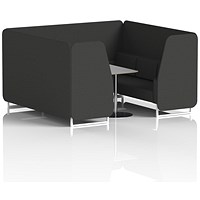 Brixworth 6 Seater Booth with Table, White Legs, Grey/Silver Table, Synergy Fabric, Mix Panels And Sofa