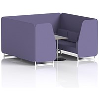 Brixworth 6 Seater Booth with Table, White Legs, Grey/Silver Table, Synergy Fabric, Order Panels And Sofa