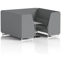 Brixworth 6 Seater Booth with Table, White Legs, Grey/Silver Table, Synergy Fabric, Partner Panels And Sofa