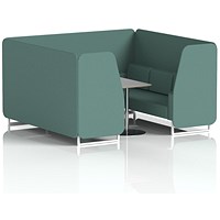 Brixworth 6 Seater Booth with Table, White Legs, Grey/Silver Table, Sumi Fabric, Handa Panels And Sofa