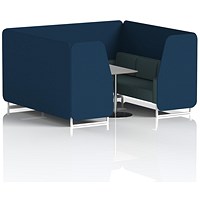 Brixworth 6 Seater Booth with Table, White Legs, Grey/Silver Table, X2 Fabric, Calculus Panels And Polygon Sofa