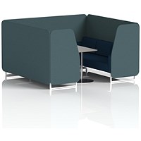 Brixworth 6 Seater Booth with Table, White Legs, Grey/Silver Table, X2 Fabric, Polygon Panels And Calculus Sofa