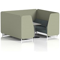 Brixworth 6 Seater Booth with Table, White Legs, Grey/Silver Table, Main Line Flax Fabric, Newbury Panels And Westminster Sofa