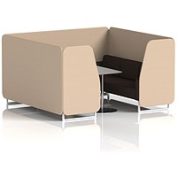 Brixworth 6 Seater Booth with Table, White Legs, Grey/Silver Table, Synergy Fabric, Affix Panels And Wed Sofa