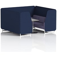 Brixworth 6 Seater Booth with Table, White Legs, Grey/Silver Table, Synergy Fabric, Alike Panels And Order Sofa
