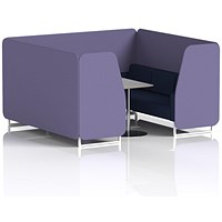 Brixworth 6 Seater Booth with Table, White Legs, Grey/Silver Table, Synergy Fabric, Order Panels And Alike Sofa