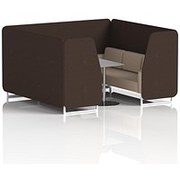 Brixworth 6 Seater Booth with Table, White Legs, Grey/Silver Table, Synergy Fabric, Wed Panels And Affix Sofa