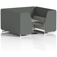 Brixworth 6 Seater Booth with Table, White Legs, Grey/Silver Table, Sumi Fabric, Kobe Panels And Tokyo Sofa