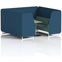 Brixworth 6 Seater Booth with Table, White Legs, Grey/Silver Table, Sumi Fabric, Uto Panels And Handa Sofa