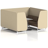 Brixworth 6 Seater Booth with Table, White Legs, Grey/Silver Table, Sumi Fabric, Zen Panels And Osaka Sofa
