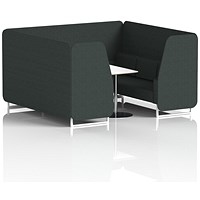 Brixworth 6 Seater Booth with Table, White Legs, White/Silver Table, Rivet Fabric, Charcoal Panels And Sofa