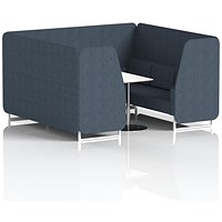 Brixworth 6 Seater Booth with Table, White Legs, White/Silver Table, Rivet Fabric, Crucible Panels And Sofa