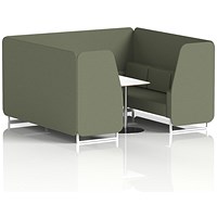 Brixworth 6 Seater Booth with Table, White Legs, White/Silver Table, Main Line Flax Fabric, Monument Panels And Sofa