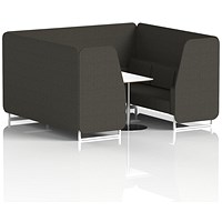 Brixworth 6 Seater Booth with Table, White Legs, White/Silver Table, Main Line Flax Fabric, Temple Panels And Sofa