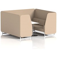 Brixworth 6 Seater Booth with Table, White Legs, White/Silver Table, Synergy Fabric, Affix Panels And Sofa
