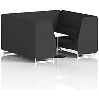 Brixworth 6 Seater Booth with Table, White Legs, White/Silver Table, Synergy Fabric, Mix Panels And Sofa
