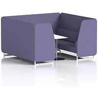 Brixworth 6 Seater Booth with Table, White Legs, White/Silver Table, Synergy Fabric, Order Panels And Sofa