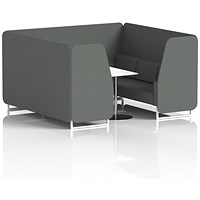 Brixworth 6 Seater Booth with Table, White Legs, White/Silver Table, Sumi Fabric, Kobe Panels And Sofa