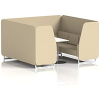 Brixworth 6 Seater Booth with Table, White Legs, White/Silver Table, Sumi Fabric, Zen Panels And Sofa