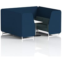 Brixworth 6 Seater Booth with Table, White Legs, White/Silver Table, X2 Fabric, Calculus Panels And Polygon Sofa