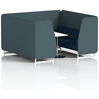 Brixworth 6 Seater Booth with Table, White Legs, White/Silver Table, X2 Fabric, Polygon Panels And Calculus Sofa