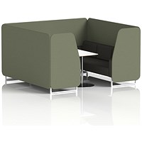 Brixworth 6 Seater Booth with Table, White Legs, White/Silver Table, Main Line Flax Fabric, Monument Panels And Temple Sofa