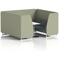 Brixworth 6 Seater Booth with Table, White Legs, White/Silver Table, Main Line Flax Fabric, Newbury Panels And Westminster Sofa
