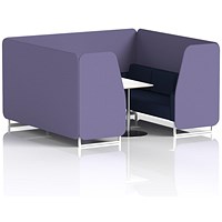 Brixworth 6 Seater Booth with Table, White Legs, White/Silver Table, Synergy Fabric, Order Panels And Alike Sofa