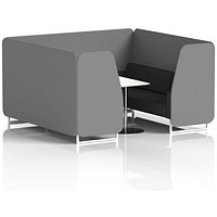 Brixworth 6 Seater Booth with Table, White Legs, White/Silver Table, Synergy Fabric, Partner Panels And Mix Sofa