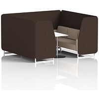 Brixworth 6 Seater Booth with Table, White Legs, White/Silver Table, Synergy Fabric, Wed Panels And Affix Sofa