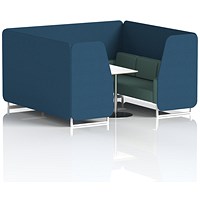 Brixworth 6 Seater Booth with Table, White Legs, White/Silver Table, Sumi Fabric, Uto Panels And Handa Sofa