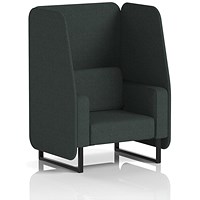 Brixworth 1 Seater Open Booth, Black Legs, Rivet Fabric, Charcoal Panels And Sofa
