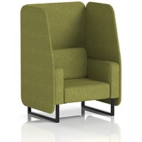 Brixworth 1 Seater Open Booth, Black Legs, Rivet Fabric, Olive Panels And Sofa