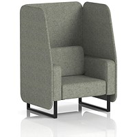 Brixworth 1 Seater Open Booth, Black Legs, Rivet Fabric, Vitreous Panels And Sofa