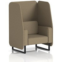Brixworth 1 Seater Open Booth, Black Legs, Main Line Flax Fabric, Bank Panels And Sofa