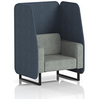 Brixworth 1 Seater Open Booth, Black Legs, Rivet Fabric, Crucible Panels And Prime Sofa