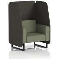 Brixworth 1 Seater Open Booth, Black Legs, Main Line Flax Fabric, Temple Panels And Monument Sofa