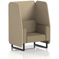Brixworth 1 Seater Open Booth, Black Legs, Main Line Flax Fabric, Upminster Panels And Bank Sofa