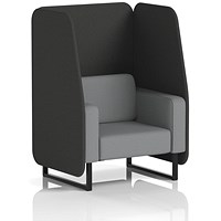 Brixworth 1 Seater Open Booth, Black Legs, Synergy Fabric, Mix Panels And Partner Sofa