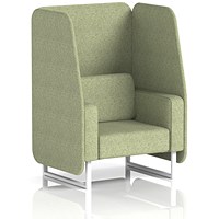 Brixworth 1 Seater Open Booth, White Legs, Rivet Fabric, Burnish Panels And Sofa