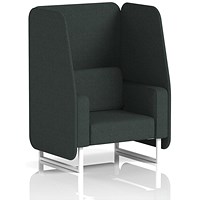 Brixworth 1 Seater Open Booth, White Legs, Rivet Fabric, Charcoal Panels And Sofa