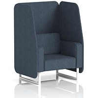 Brixworth 1 Seater Open Booth, White Legs, Rivet Fabric, Crucible Panels And Sofa