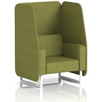 Brixworth 1 Seater Open Booth, White Legs, Rivet Fabric, Olive Panels And Sofa