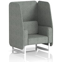 Brixworth 1 Seater Open Booth, White Legs, Rivet Fabric, Prime Panels And Sofa