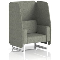 Brixworth 1 Seater Open Booth, White Legs, Rivet Fabric, Vitreous Panels And Sofa