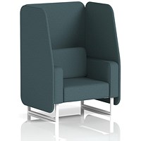 Brixworth 1 Seater Open Booth, White Legs, X2 Fabric, Polygon Panels And Sofa
