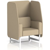 Brixworth 1 Seater Open Booth, White Legs, Main Line Flax Fabric, Upminster Panels And Sofa